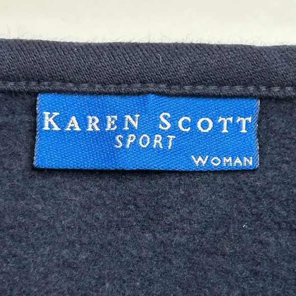 Karen Scott sport snowman applique button down navy fleece sweater size 1X - Picture 6 of 9